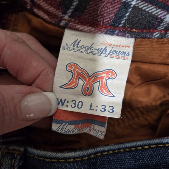 Vintage Mock Up Dark Denim Straight Leg Lined Jeans Size 30 - Picture 12 of 14